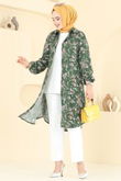 B.G.S. - Çiçek Desen Viskon Tunik 0174BG354-MS Haki