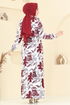 Çiçek Desenli Elbise 5011UZ662-MS Bordo - Thumbnail