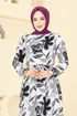 Çiçek Desenli Elbise 5011UZ662-MS Siyah - Thumbnail