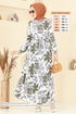 Çiçek Desenli Elbise 5011UZ662-MS Yeşil - Thumbnail