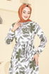 Çiçek Desenli Elbise 5011UZ662-MS Yeşil - Thumbnail