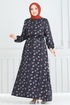 Çiçek Desenli Tesettür Elbise 807OZN1046-MS Laci - Thumbnail