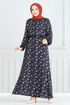 Çiçek Desenli Tesettür Elbise 807OZN1046-MS Laci - Thumbnail