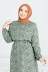 Çiçek Desenli Tesettür Elbise 807OZN1046-MS Mint - Thumbnail