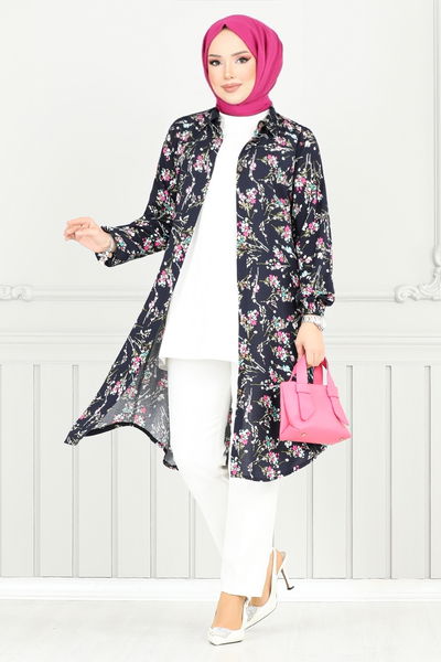MRV B.G.S. - Çiçek Desenli Tesettür Tunik 0174BGS895-M Laci