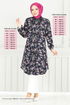 Çiçek Desenli Tesettür Tunik 0174BGS895-M Laci - Thumbnail