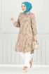 Çiçek Desenli Tesettür Tunik 0174BGS895-M Vizyon - Thumbnail