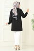 Çiçek Detaylı Tunik 2702AYD574-MS Siyah - Thumbnail