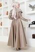 Collar Detailed Satin Evening dress YGS6551 Mink - Thumbnail