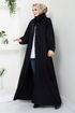 Collar Furred Coat 2057BGS895-M Black - Thumbnail