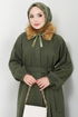 Collar Furred Coat 2057BGS895-M Khaki - Thumbnail