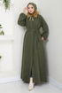 Collar Furred Coat 2057BGS895-M Khaki - Thumbnail