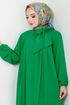 Collar Scarf Detailed Dress 2454HBS932-M Benetton Green - Thumbnail