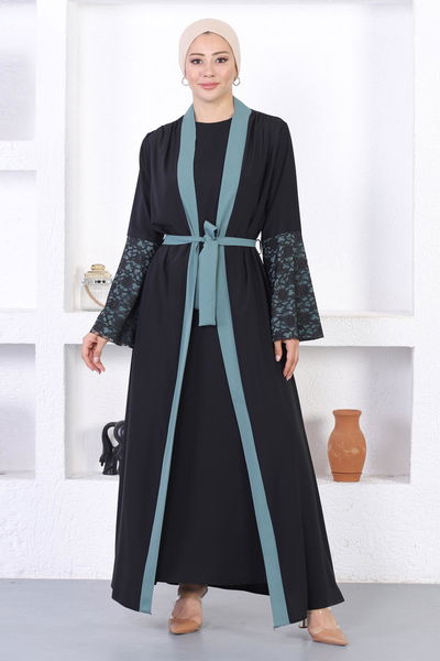 Modamihram - Dantel Detaylı Abaya Mint MİH12212