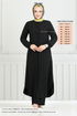 De L'Avant Boutonné Hijab Équipe 5676END900-L Noir - Thumbnail