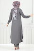De L'Avant Boutonné Hijab Équipe Numéro de pièce 815OZR1047-M Anthracite - Thumbnail
