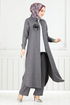 De L'Avant Boutonné Hijab Équipe Numéro de pièce 815OZR1047-M Anthracite - Thumbnail
