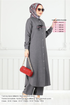 De L'Avant Boutonné Hijab Équipe Numéro de pièce 815OZR1047-M Anthracite - Thumbnail