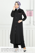De L'Avant Boutonné Hijab Équipe Numéro de pièce 815OZR1047-M Noir - Thumbnail