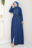 MRV M.T.S. - De L'Avant Boutonné Jeans Robe 25021MTS1095-L Sombre Jeans