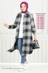 De L'Avant Boutonné Plaid Tunique Numéro de pièce 4446KTR927-M Gris et Noir - Thumbnail