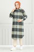 De L'Avant Boutonné Plaid Tunique Numéro de pièce 4446KTR927-M Menthe & Kaki - Thumbnail
