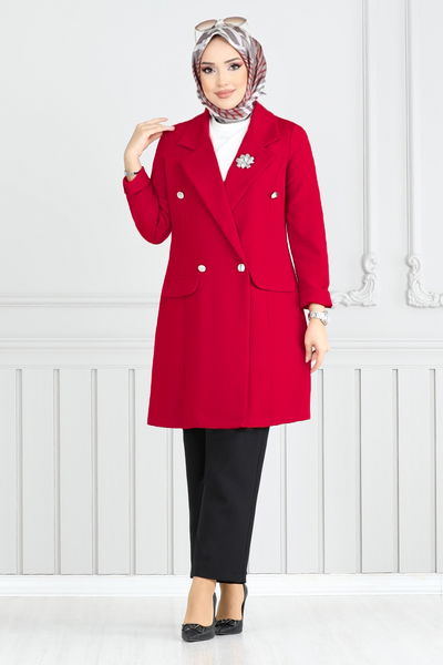 MRV S.L. - De L'Avant Boutonné Veste Équipe 2626SL890-L Rouge et Noir