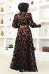 Dentelle Robe de soirée AMM2679 Marron - Thumbnail