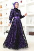 Dentelle Robe de soirée AMM2679 Violet - Thumbnail