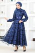 Dentelle Robe de soirée MM2677 Bleu marine - Thumbnail