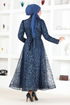 Dentelle Robe de soirée Numéro de modèle: YGS6421 Bleu marine - Thumbnail