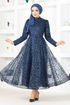 Dentelle Robe de soirée Numéro de modèle: YGS6421 Bleu marine - Thumbnail