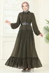 Desenli Şifon Elbise 5307AL357-MS Haki - Thumbnail