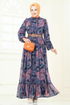 Desenli Şifon Elbise 5307AL357-MS Oranj - Thumbnail
