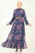 Desenli Şifon Elbise 5307AL357-MS Oranj - Thumbnail
