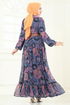 Desenli Şifon Elbise 5307AL357-MS Oranj - Thumbnail