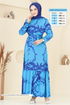 Desenli Viskon Elbise 812OZN1046-MS Mavi - Thumbnail