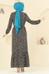 Desenli Viskon Elbise 822OZN1046-MS Kahve - Thumbnail