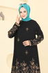Desenli Viskon Tunik 1003ZNN863-MS Siyah - Thumbnail