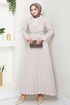 Double Breasted Collar Belted Skirted Team 16201BSK984-M The Stone - Thumbnail