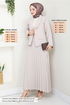 Double Breasted Collar Belted Skirted Team 16201BSK984-M The Stone - Thumbnail