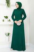 Double Breasted Collar Silvery Evening dress 4346DMN901-M Emerald - Thumbnail