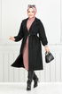 Double Breasted Collar Stamp Coat 7017TRT1045-M Black - Thumbnail