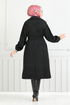 Double Breasted Collar Stamp Coat 7017TRT1045-M Black - Thumbnail