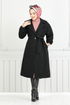 Double Breasted Collar Stamp Coat 7017TRT1045-M Black - Thumbnail