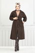 Double Breasted Collar Stamp Coat 7017TRT1045-M Coffee - Thumbnail