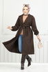 Double Breasted Collar Stamp Coat 7017TRT1045-M Coffee - Thumbnail