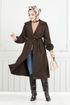 Double Breasted Collar Stamp Coat 7017TRT1045-M Coffee - Thumbnail