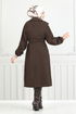 Double Breasted Collar Stamp Coat 7017TRT1045-M Coffee - Thumbnail