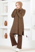 Double Knitwear Combine MSL22100 Brown - Thumbnail